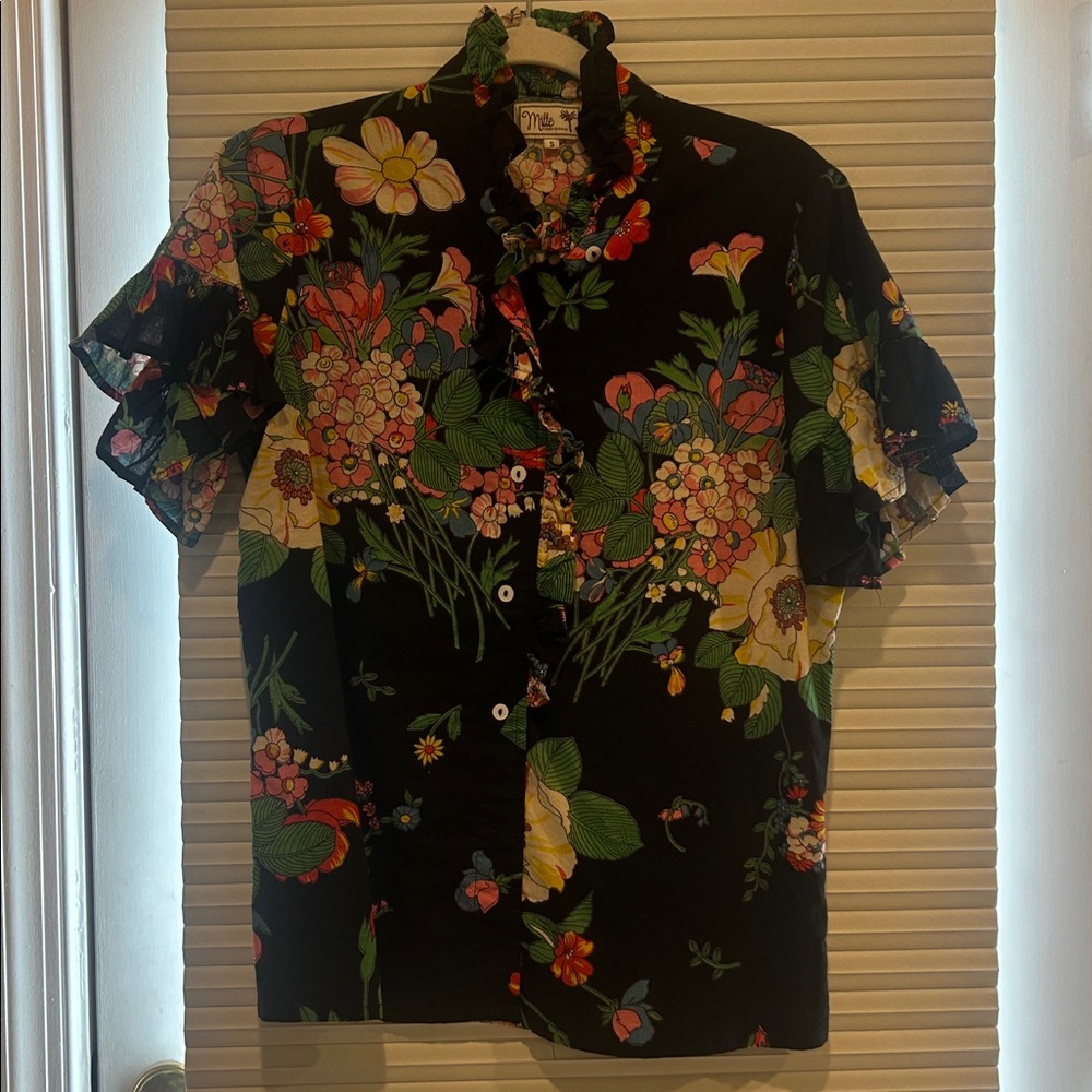 Floral Ruffle Sleeve Blouse